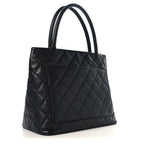 Caviar Quilted Medallion Tote Black