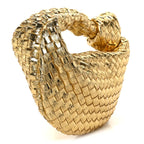 Laminated Calfskin Pressed Intreccio Mini Jodie Gold