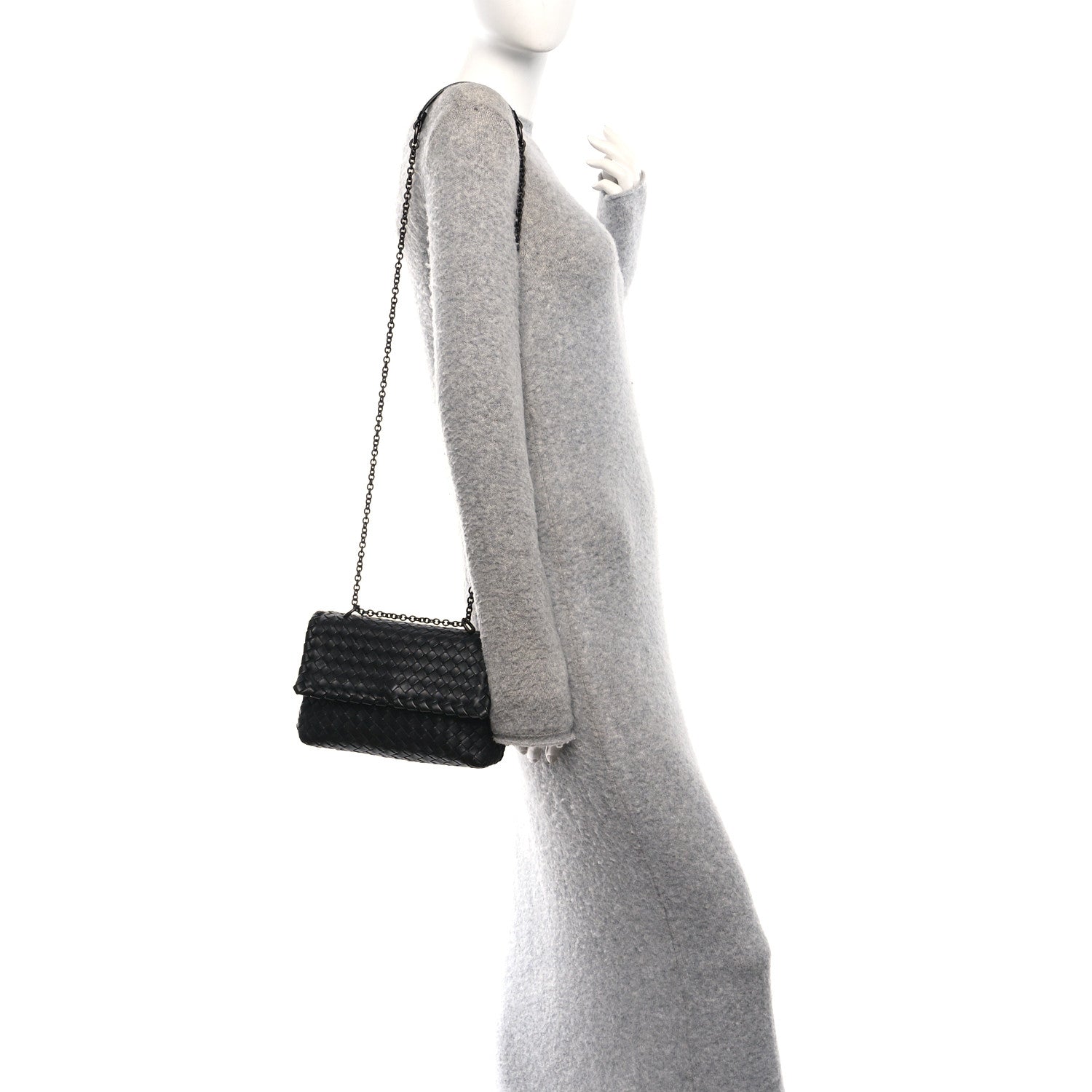 Nappa Intrecciato Baby Olimpia Shoulder Bag Black