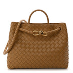 Nappa Intrecciato Medium Andiamo Shoulder Bag Dark Praline