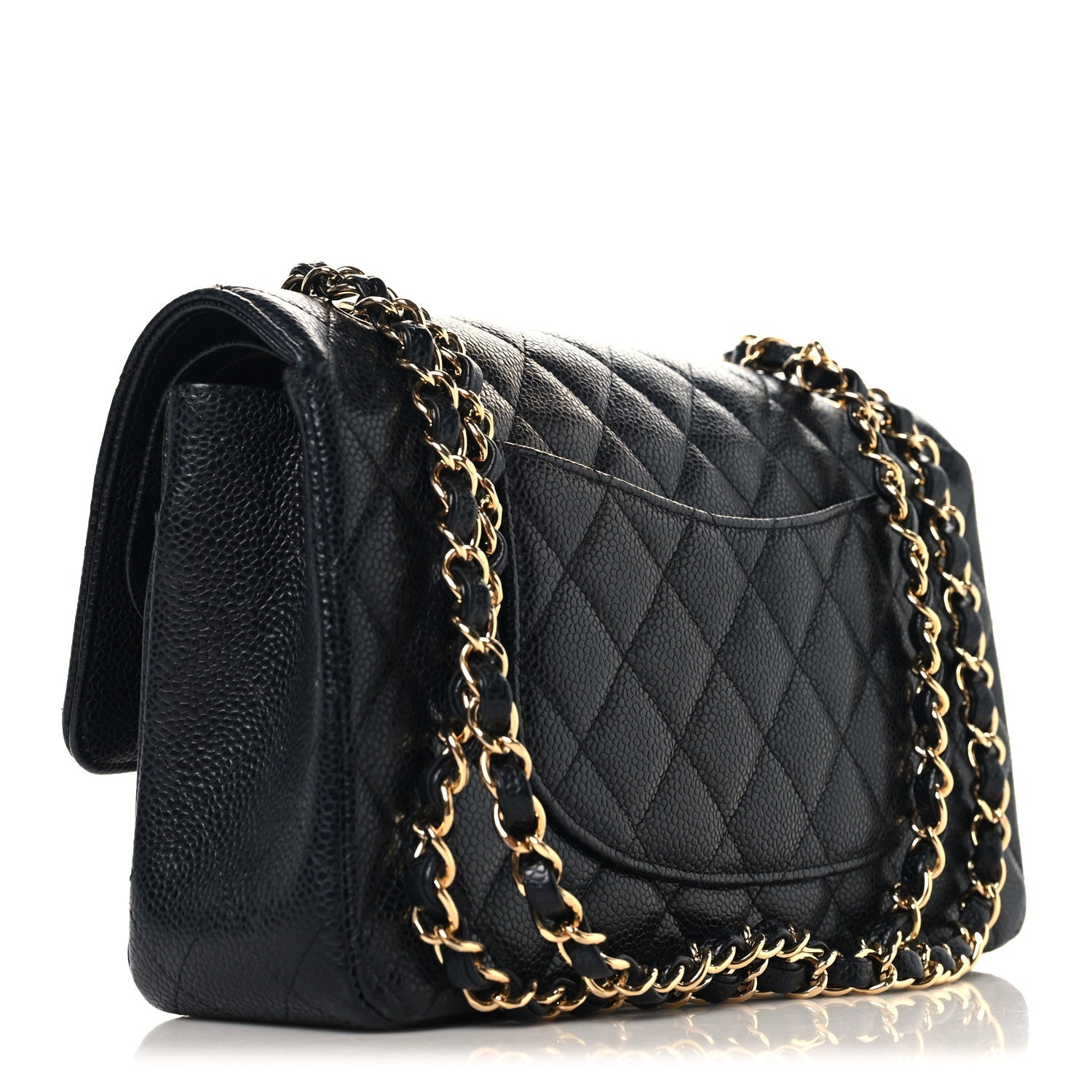 Caviar Quilted Medium Double Flap Black