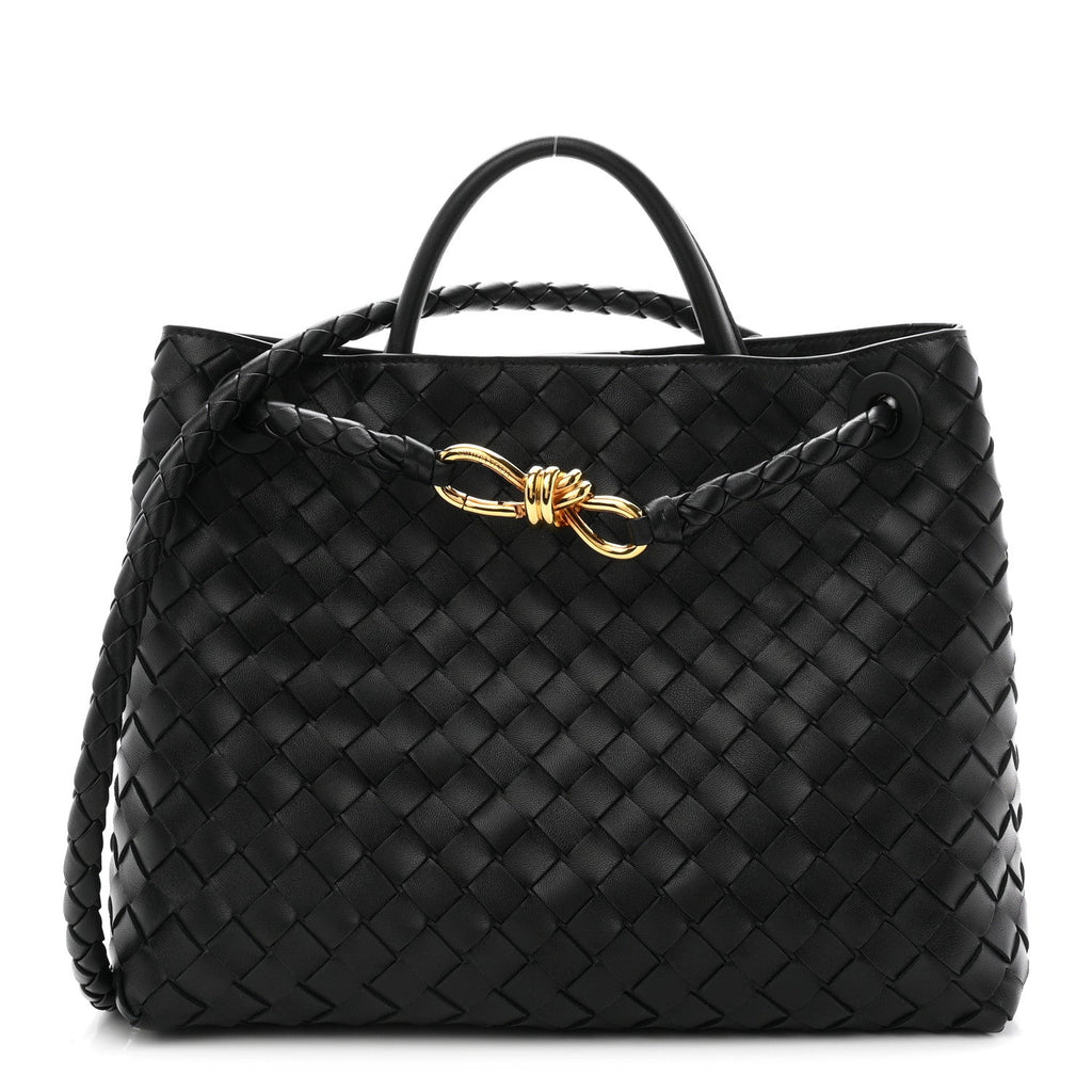 Nappa Intrecciato Medium Andiamo Shoulder Bag Black