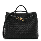 Nappa Intrecciato Medium Andiamo Shoulder Bag Black