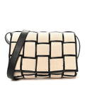 Canvas Intrecciato Padded Cassette Crossbody Bag Natural Black