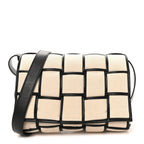 Canvas Intrecciato Padded Cassette Crossbody Bag Natural Black