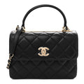 Lambskin Quilted Small Trendy CC Dual Handle Flap Bag Black