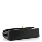 Lambskin Quilted Medium Double Flap Black