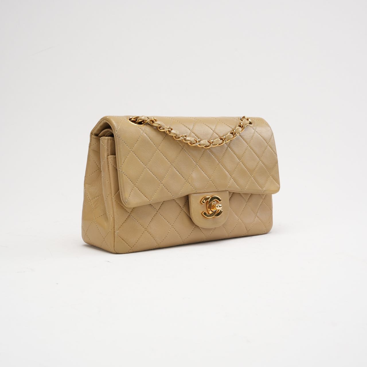 Chanel Vintage Beige Small Double Flap Bag 1991