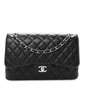 Lambskin Quilted Jumbo Double Flap Black
