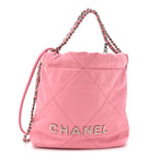 Shiny Calfskin Quilted Mini Chanel 22 Pink
