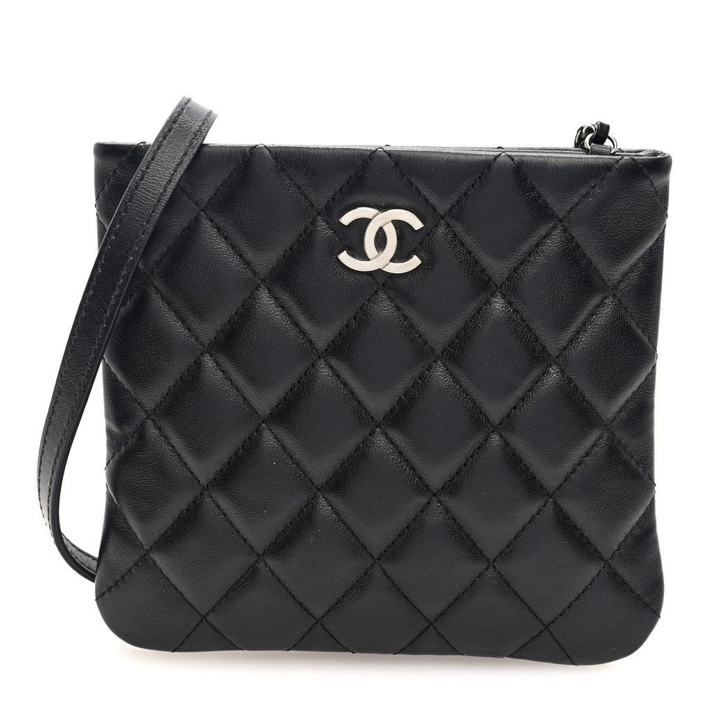 Lambskin Quilted Crossbody Bag Black