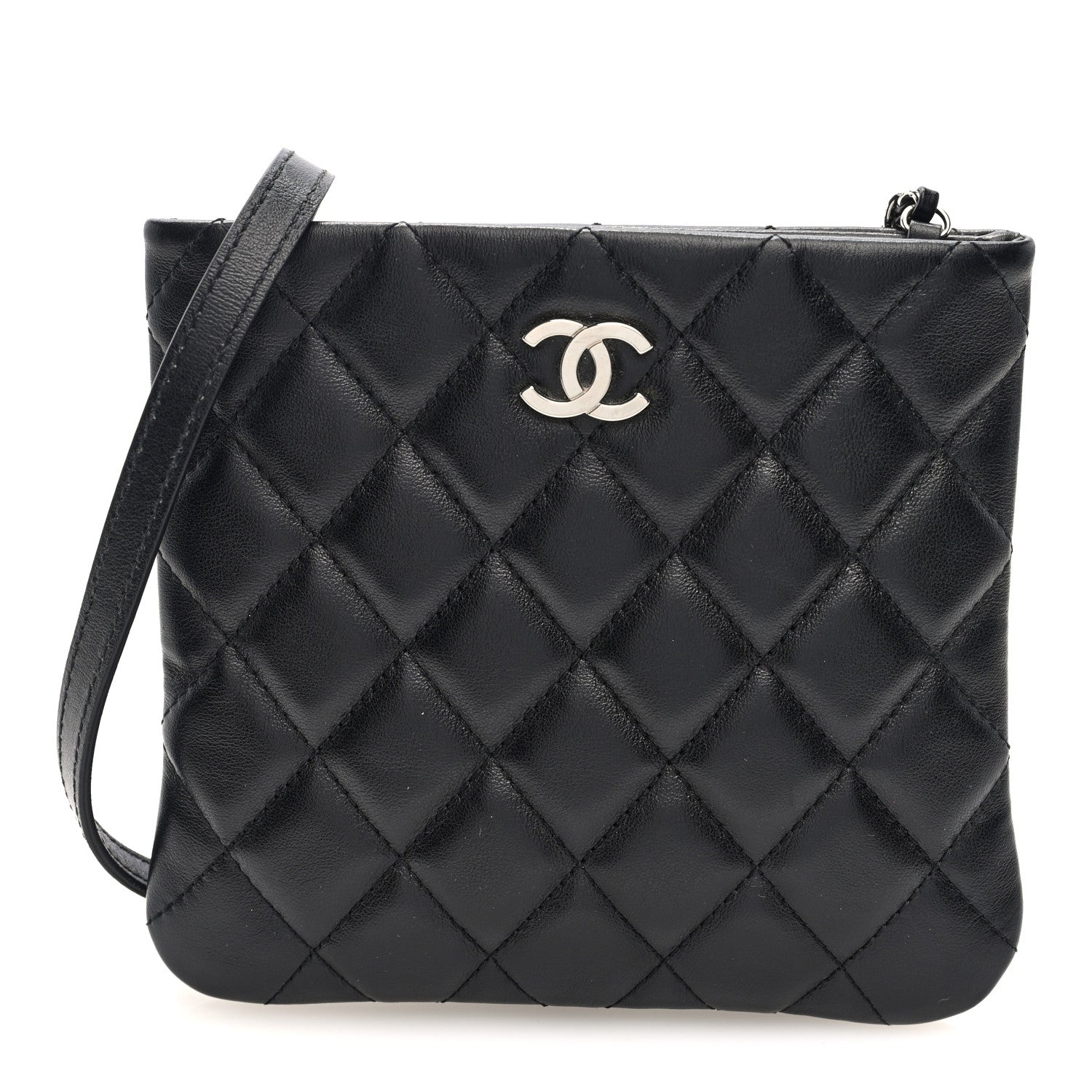 Lambskin Quilted Crossbody Bag Black