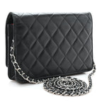 Calfskin Quilted Cambon Wallet on Chain WOC Black