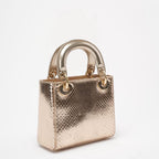 Dior Mini Lady Dior Bag Gold in Python Leather with Gold Hardware on