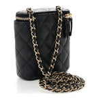 Caviar Quilted Small Vertical Coco Beauty Vanity Case With Chain Black