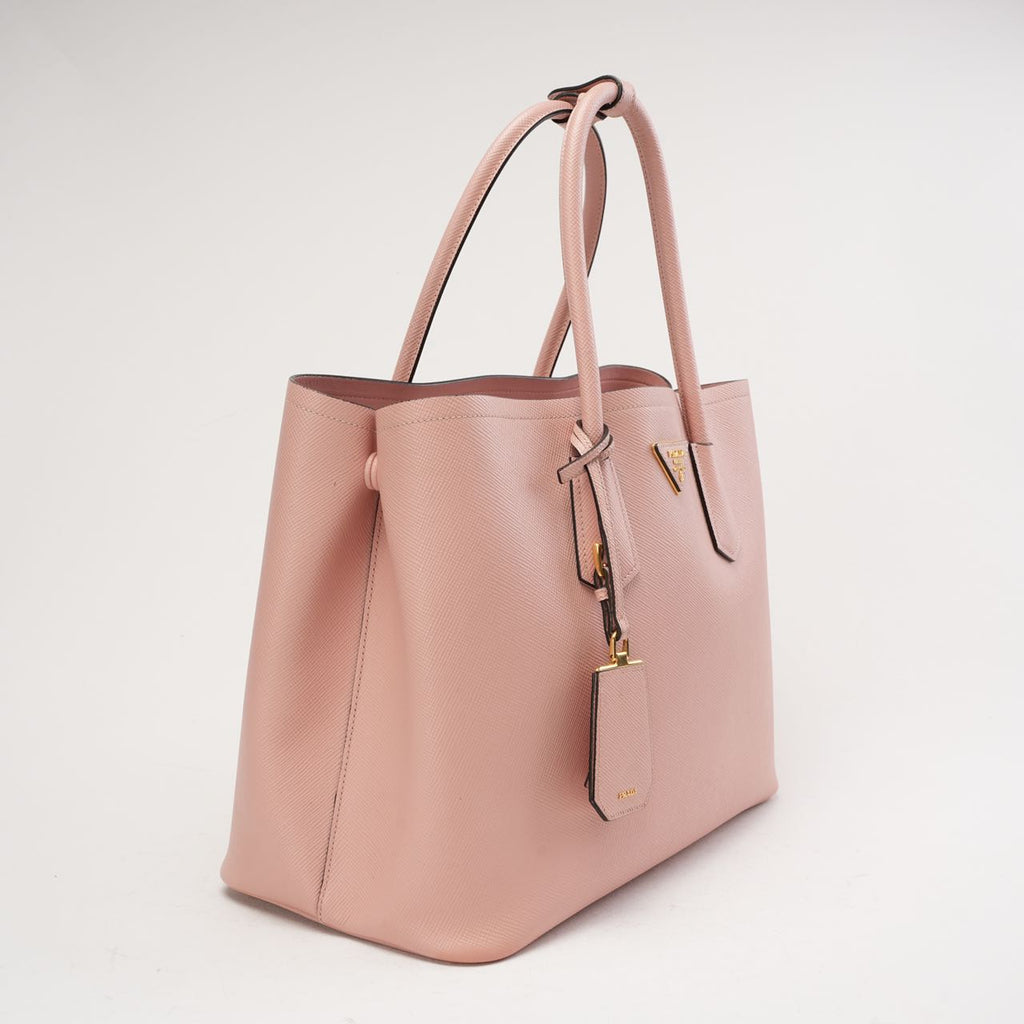 Prada Saffiano Cuir Medium Double Bag Pink