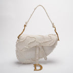 Dior Saddle Bag Camouflage White Canvas Medium Handbag with Gold Hardware 2020