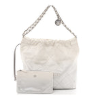 Metallic Shaded Calfskin Quilted Chanel 22 White Silver