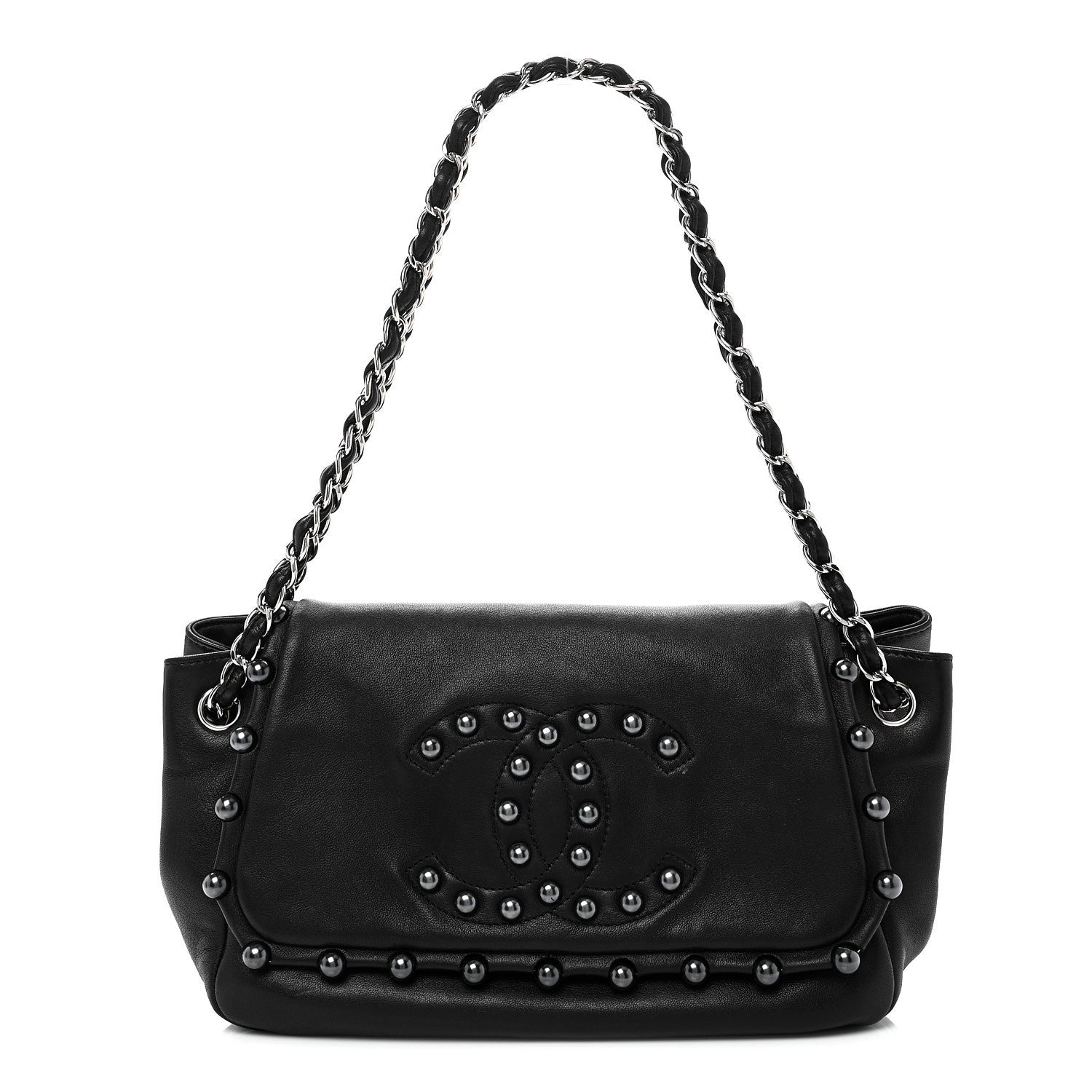 Lambskin Pearl Obsession Flap Black