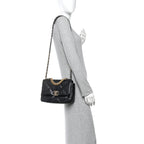 Shiny Goatskin Quilted Medium Chanel 19 Flap Black