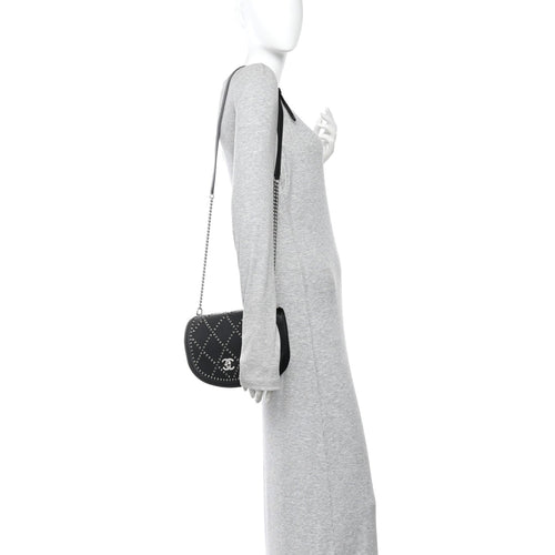 Calfskin Coco Eyelets Small Flap Bag Black