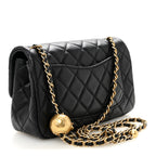 Lambskin Quilted Mini Rectangular Pearl Crush Flap Black