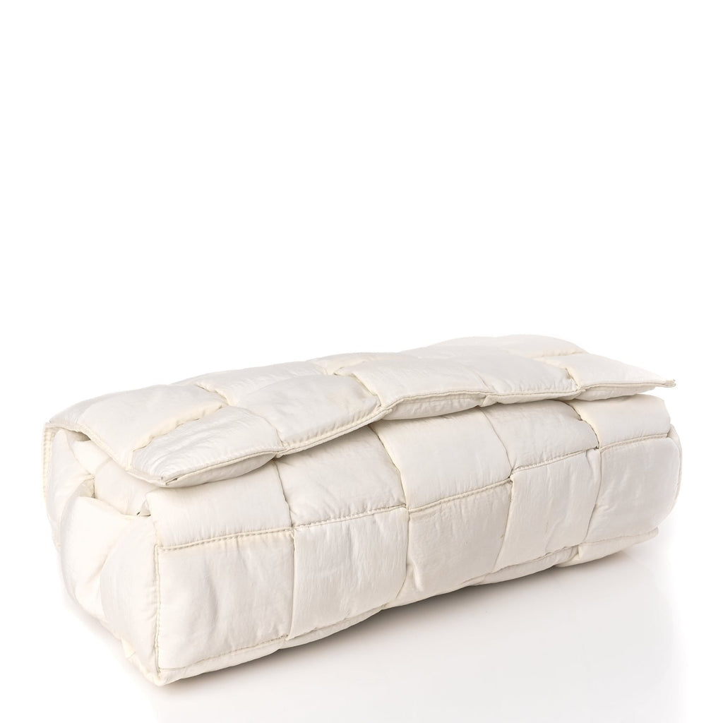 Nylon Intrecciato Padded Tech Maxi Cassette Bag White