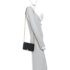 Caviar Quilted Boy Wallet On Chain WOC Black