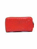 BOTTEGA VENETA Continental Orange Leather Woven Wallet