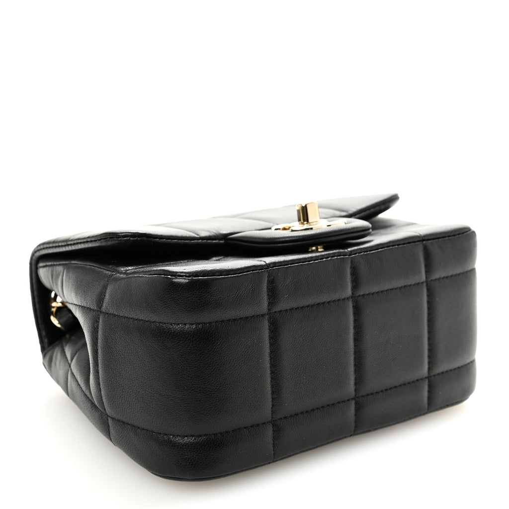 Lambskin Resin Crystal Square Quilted Mini Monacoco Flap Black