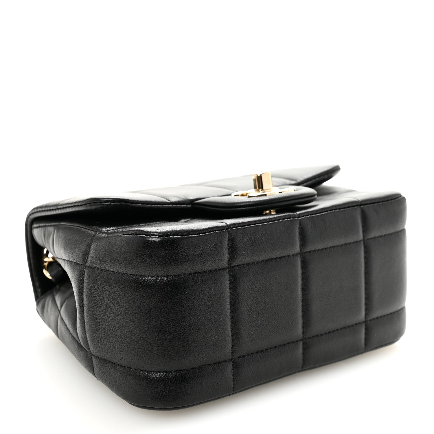 Lambskin Resin Crystal Square Quilted Mini Monacoco Flap Black