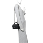 Patent Quilted Mini Top Handle Rectangular Flap Black