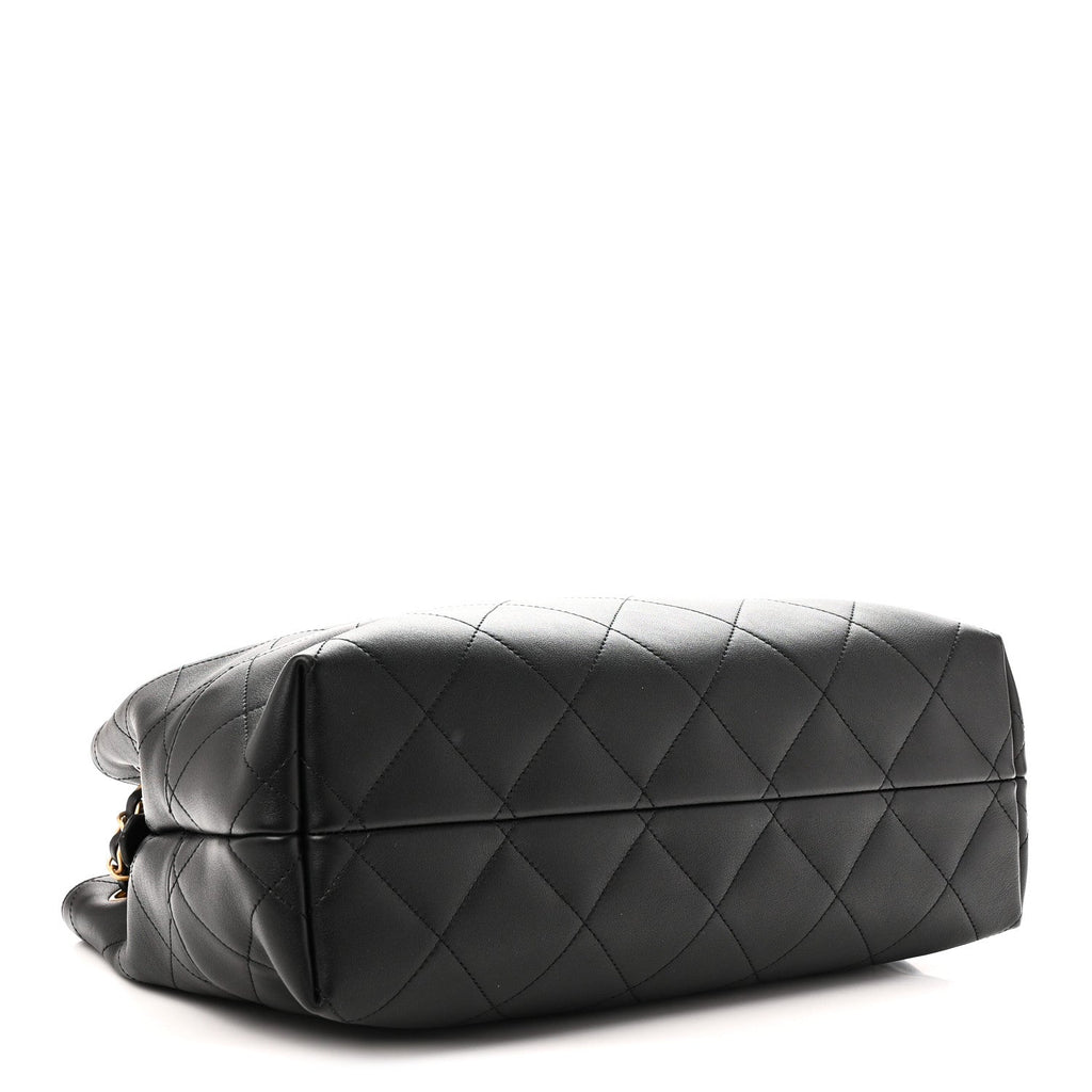Calfskin Quilted Small Coco Base Shopping Bag Black