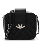 Lambskin Quilted Mini CC Box Camera Bag Black
