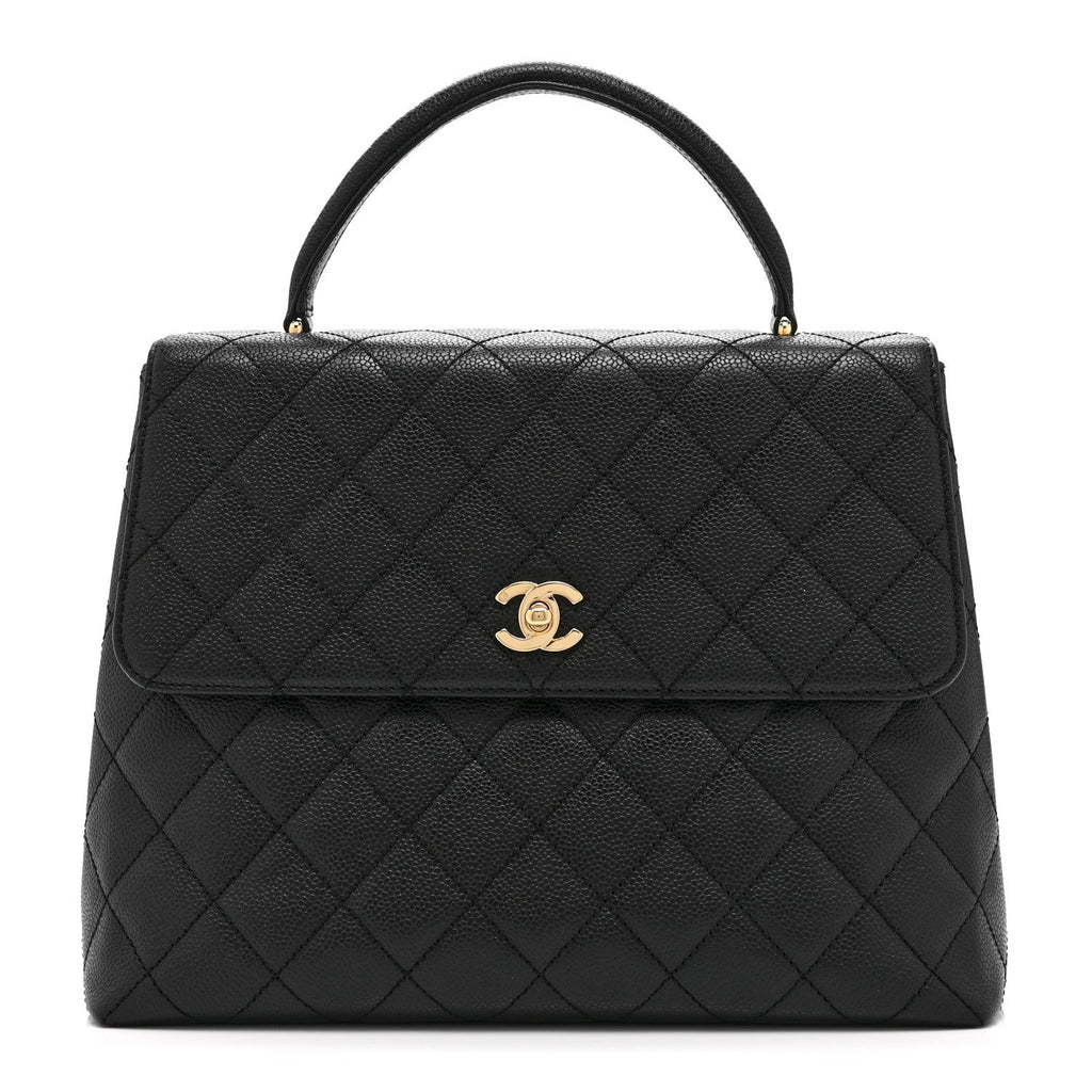 Caviar Quilted Jumbo Kelly Flap Black