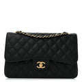 Caviar Quilted Jumbo Double Flap Black