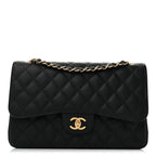 Caviar Quilted Jumbo Double Flap Black