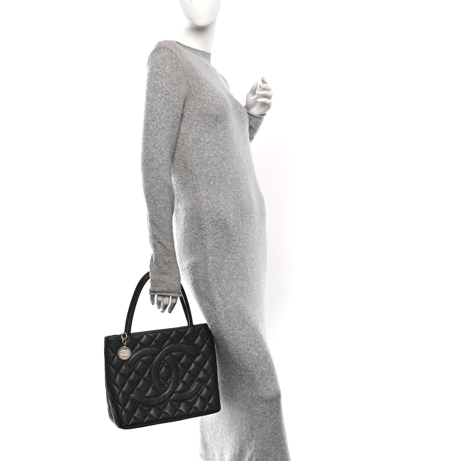 Caviar Quilted Medallion Tote Black