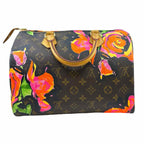 LOUIS VUITTON Speedy 30 Brown Coated canvas Floral Handbag