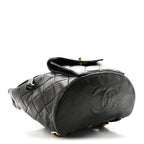Lambskin Quilted Drawstring Backpack Black