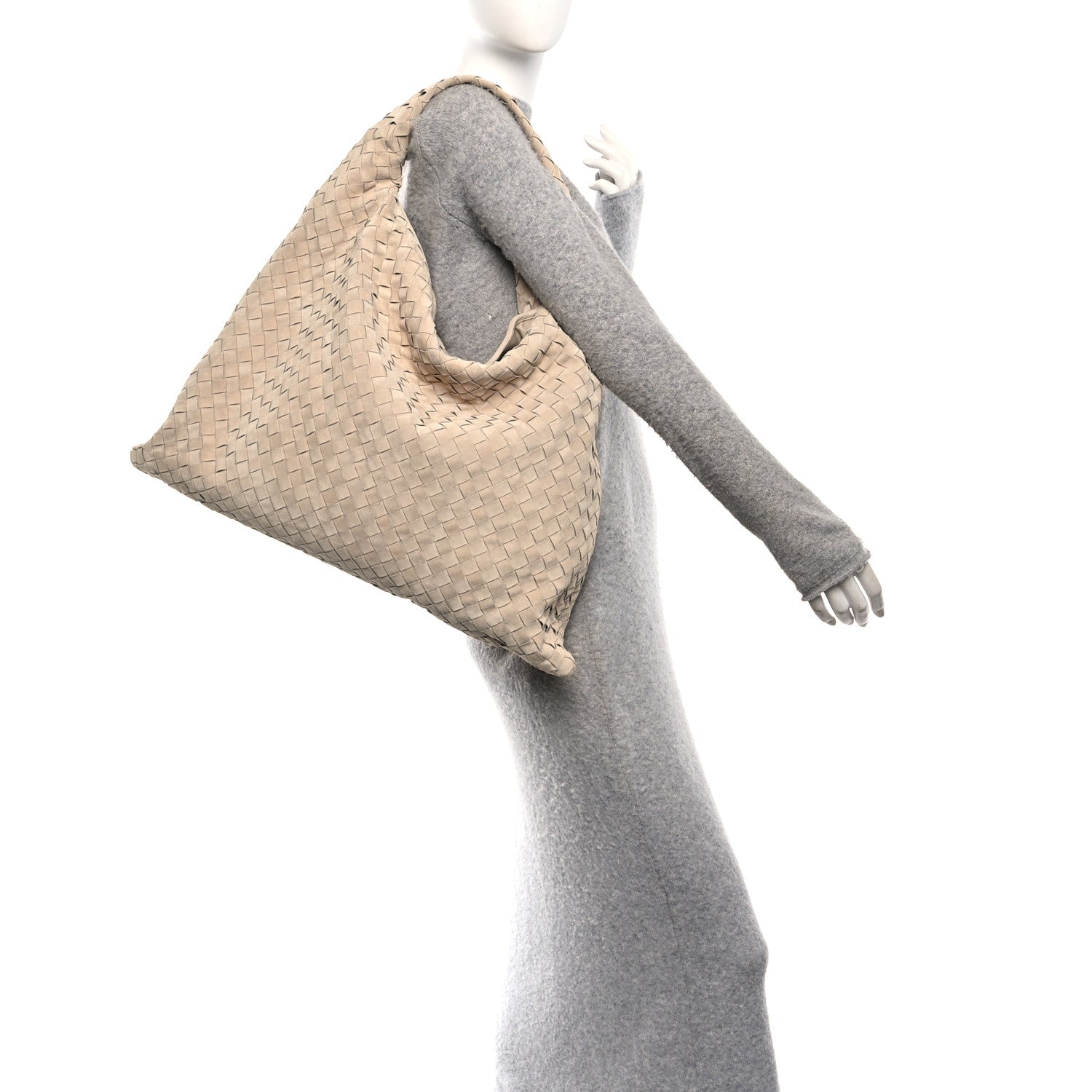 Suede Intrecciato Large Hop Ecru