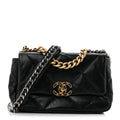 Goatskin Quilted Medium Chanel 19 Flap Black
