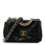 Goatskin Quilted Medium Chanel 19 Flap Black