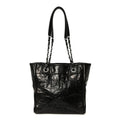 Glazed Calfskin Mini Deauville Tote Black