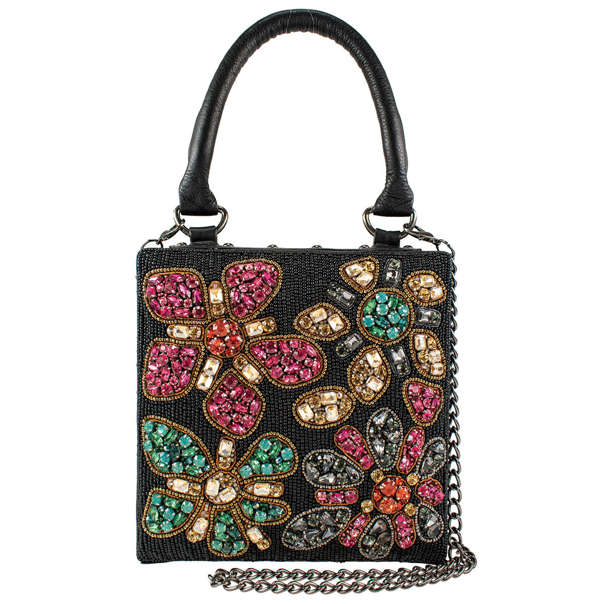 Mary Frances All That Glitters Black Red Top Handle Bag Handbag Purse NEW