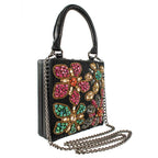 Mary Frances All That Glitters Black Red Top Handle Bag Handbag Purse NEW