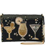 Mary Frances Another Round Crossbody Beaded Handbag Bar Glass Black Gold Bag Purse NEW