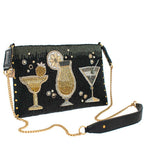 Mary Frances Another Round Crossbody Beaded Handbag Bar Glass Black Gold Bag Purse NEW