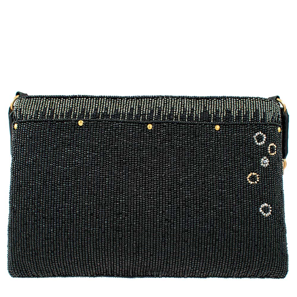 Mary Frances Another Round Crossbody Beaded Handbag Bar Glass Black Gold Bag Purse NEW