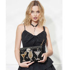 Mary Frances Another Round Crossbody Beaded Handbag Bar Glass Black Gold Bag Purse NEW